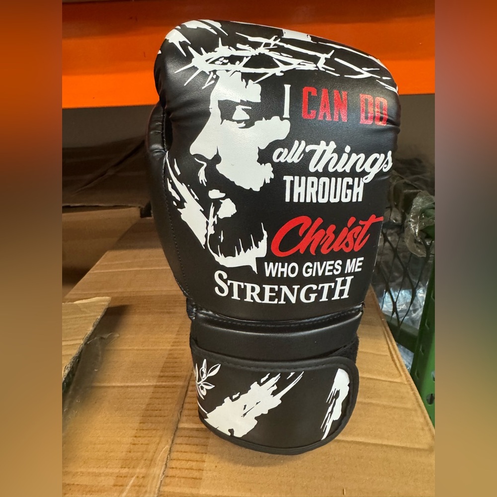Black Boxing Glove with Inspirational scripture